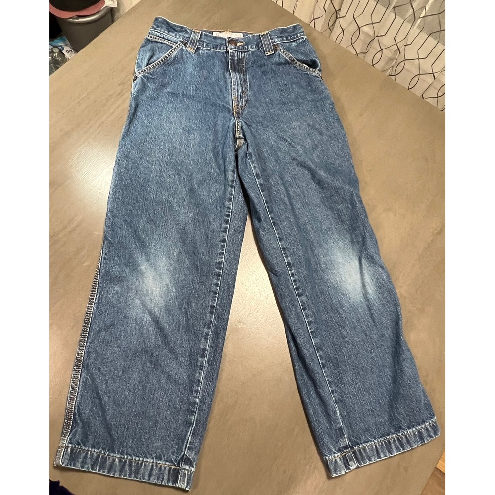 Levi Strauss Signature Carpenter Jeans Blue Wide Leg Denim Pants Size 16 Reg
